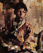 Nikolay Fechin The Indian boy holding the kettle oil painting